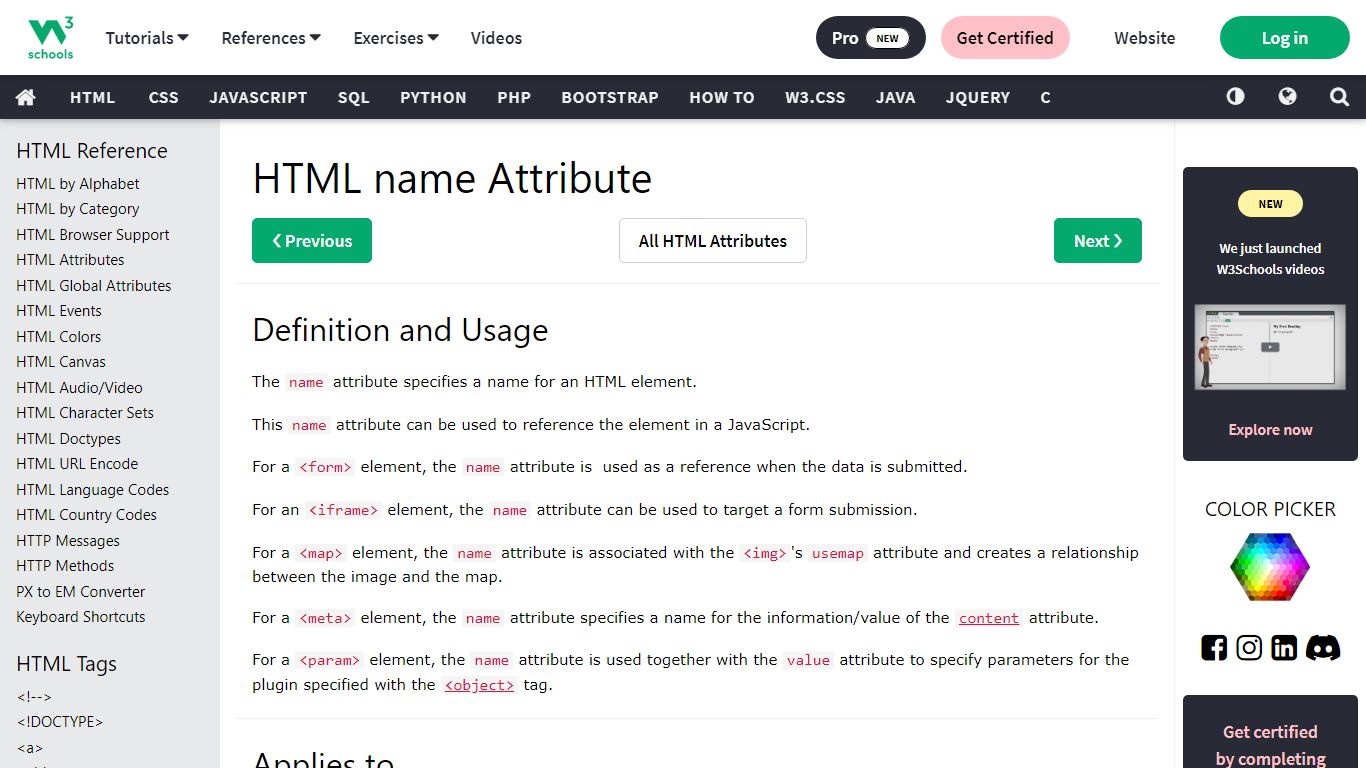 HTML name Attribute - W3Schools